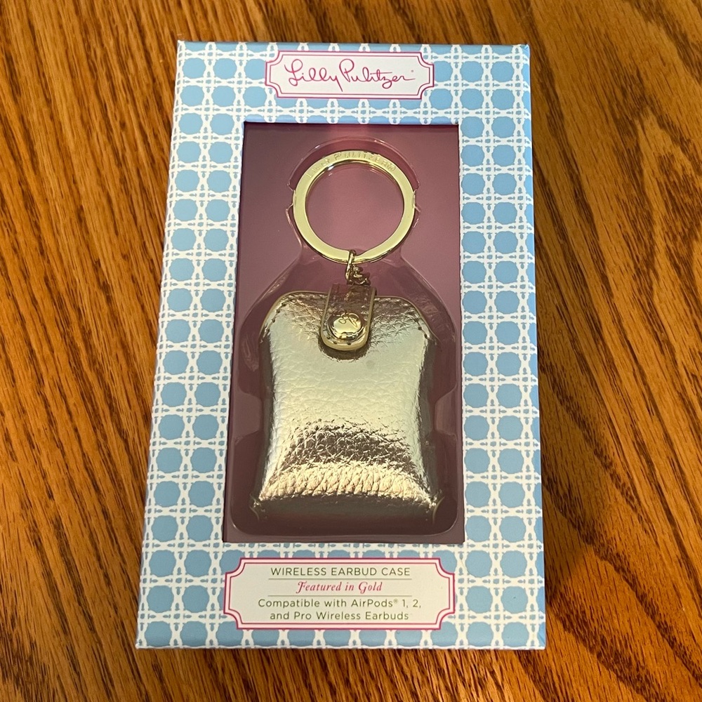 NWT Lilly Pulitzer Wireless Earbud Case Featured in Gold
